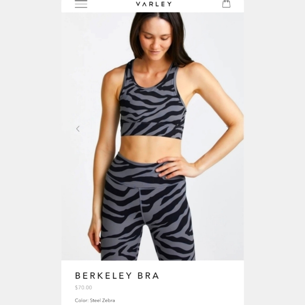VARLEY Berkeley bra in Steel Zebra Sz S M L - Picture 7 of 8